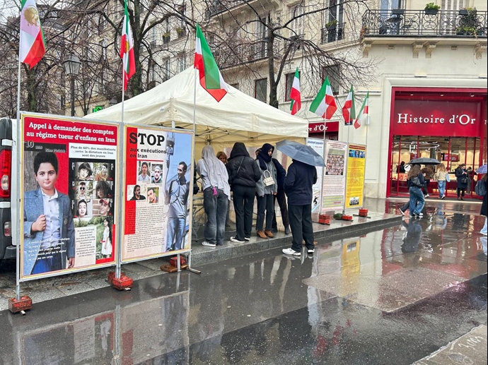 پاریس- برگزاری میز کتاب و نمایش تصاویر شهیدان، در همبستگی با قیام سراسری - دوم اسفند
