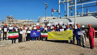 لاوان-تجمع اعتراضی کارکنان شرکت نفت فلات قاره منطقه لاوان-۱۲اسفند