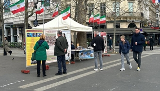 پاریس - برگزاری میز کتاب و نمایش تصاویر شهیدان توسط ایرانیان آزاده -۱۰فروردین