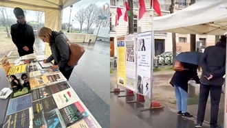 برگزاری میز کتاب و نمایش تصاویر شهیدان، در همبستگی با قیام سراسری در پاریس - ۷فروردین