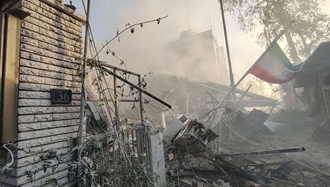 تصویری از ساختمان تخریب شده کنسولگری رژیم ایران بر اثر حمله هوایی اسرائیل