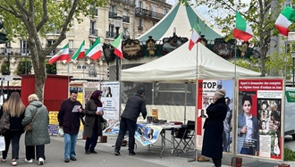 پاریس - برگزاری میز کتاب و نمایش تصاویر شهیدان توسط ایرانیان آزاده - ۶اردیبهشت