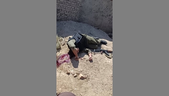 تصویری از کشته شدن یکی از نیروهای انتظامی رژیم در منطقه سرجنگل زاهدان - برگرفته از اینترنت