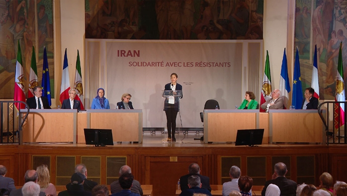 سخنرانی خانم اینگرید بتانکور در کنفرانس همبستگی با مقاومت ایران در شهرداری منطقهٔ ۵ پاریس