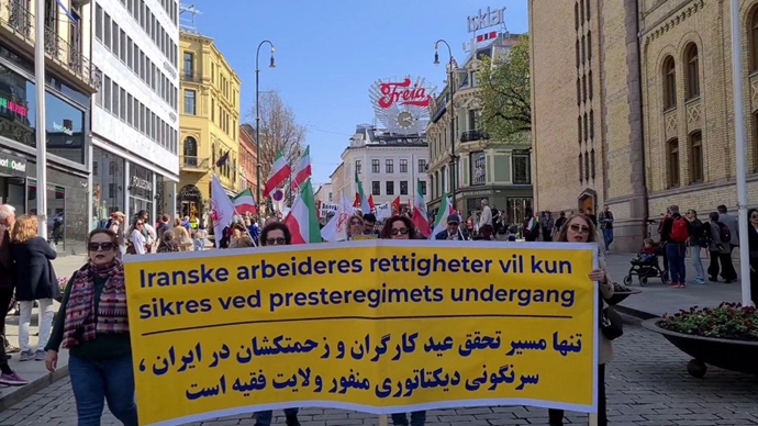 نروژ - تظاهرات ایرانیان آزاده و هواداران مجاهدین به‌مناسبت روز جهانی کارگر - ۱۲ اردیبهشت
