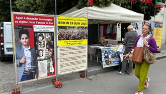 پاریس - برگزاری میز کتاب و نمایش تصاویر شهیدان قیام در همبستگی با قیام سراسری 