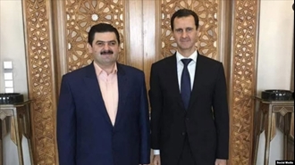 براء قاطرجی همراه با بشار اسد دیکتاتور سوریه
