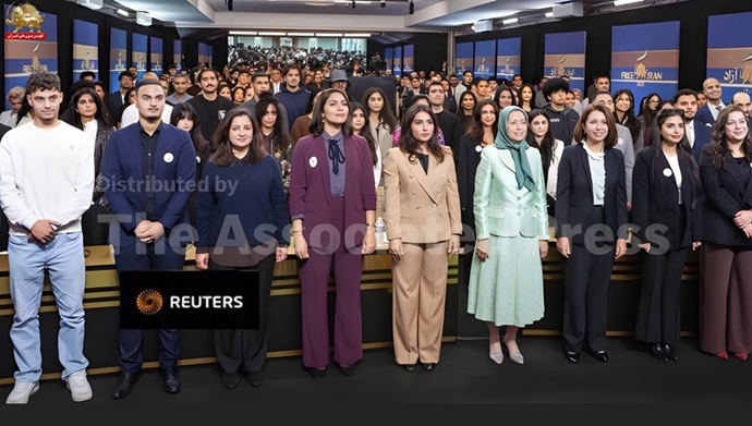 بازتاب خبرگزاریهای رویترز و آسوشیتدپرس از اجتماع جوانان ایرانی هوادار مقاومت با حضور خانم مریم رجوی