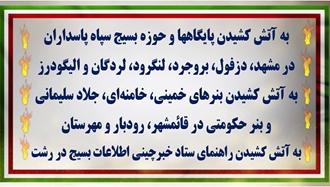به آتش کشیدن پایگاهها و حوزه بسیج سپاه پاسداران در شهرهای مختلف