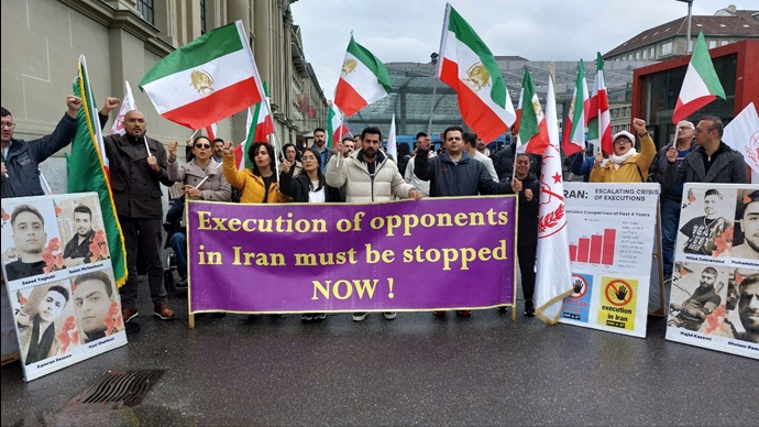 برن سوئیس - آکسیون ایرانیان آزاده در حمایت از زندانیان سیاسی و علیه اعدامهای جنایتکارانه خامنه‌ای - ۲۸مهر