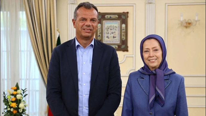 دیدار و گفتگوی مریم رجوی با سناتور مارکو اسکوریا نایب‌رئیس گروه برادران ایتالیا در سنا