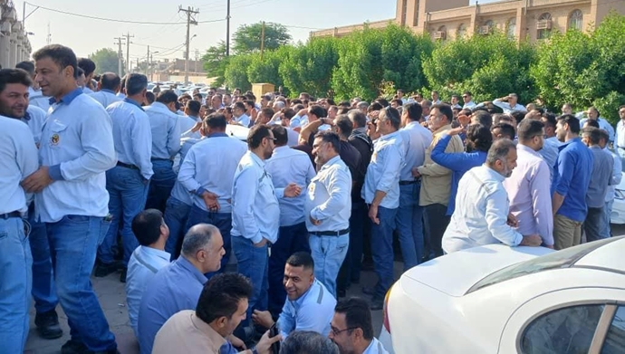 اهواز - تجمع اعتراضی کارگران توزیع برق - شنبه ۳ آبان ۱۴۰۴