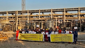 تجمع اعتراضی کارگران و کارکنان کارکنان فلات قاره منطقه بهرگان در بوشهر