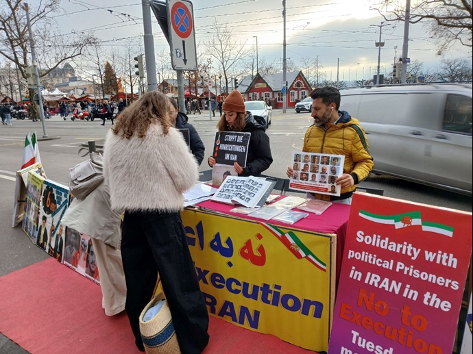 زوریخ سوئیس - آکسیون ایرانیان آزاده علیه احکام اعدام قضاییه جلادان و حمایت از برنامه ۱۰ماده‌ای خانم مریم رجوی