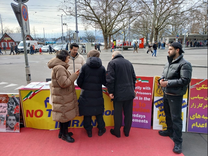 زوریخ سوئیس - آکسیون ایرانیان آزاده علیه احکام اعدام قضاییه جلادان و حمایت از برنامه ۱۰ماده‌ای خانم مریم رجوی