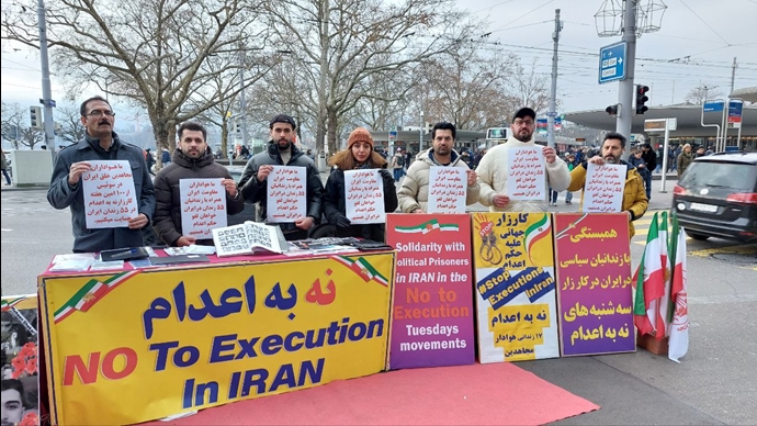 زوریخ سوئیس - آکسیون ایرانیان آزاده علیه احکام اعدام قضاییه جلادان و حمایت از برنامه ۱۰ماده‌ای خانم مریم رجوی