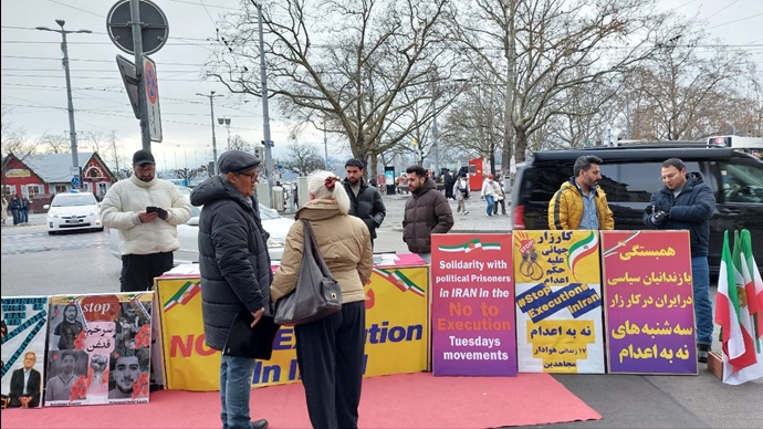 زوریخ سوئیس - آکسیون ایرانیان آزاده علیه احکام اعدام قضاییه جلادان و حمایت از برنامه ۱۰ماده‌ای خانم مریم رجوی