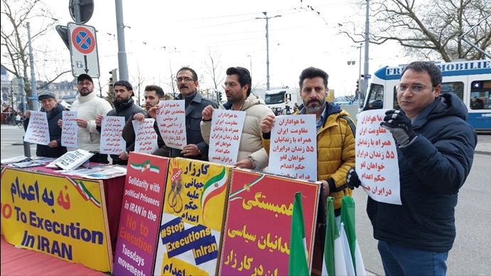 زوریخ سوئیس - آکسیون ایرانیان آزاده علیه احکام اعدام قضاییه جلادان و حمایت از برنامه ۱۰ماده‌ای خانم مریم رجوی