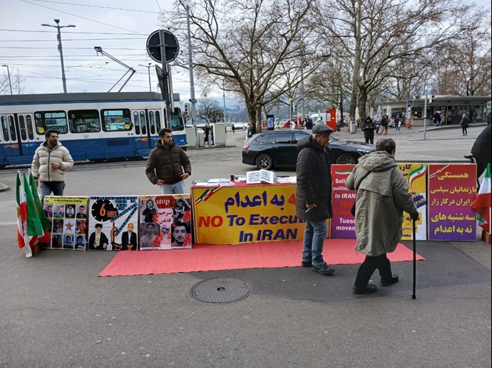 زوریخ سوئیس - آکسیون ایرانیان آزاده علیه احکام اعدام قضاییه جلادان و حمایت از برنامه ۱۰ماده‌ای خانم مریم رجوی