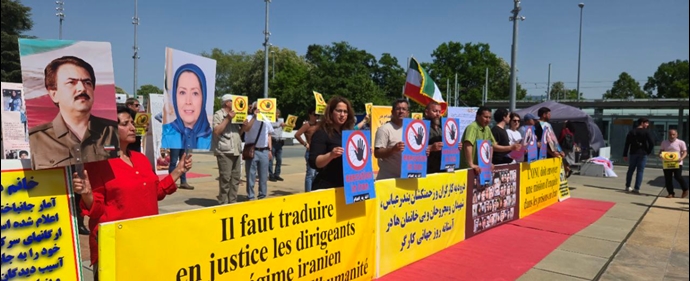 میدان ناسیون ژنو - پنجمین روز تحصن ایرانیان آزاده علیه احکام اعدام قضاییه خامنه‌ای - ۱۲اردیبهشت