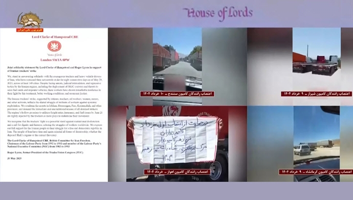 بیانیه مشترک همبستگی لرد کلارک و راجر لاینز در حمایت از اعتصاب کامیون‌داران ایران