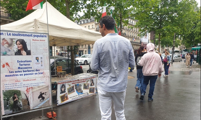 پاریس - برگزاری میز کتاب و نمایشگاه تصاویر شهیدان در حمایت از قیام سراسری - ۱۷ خرداد ۱۴۰۴