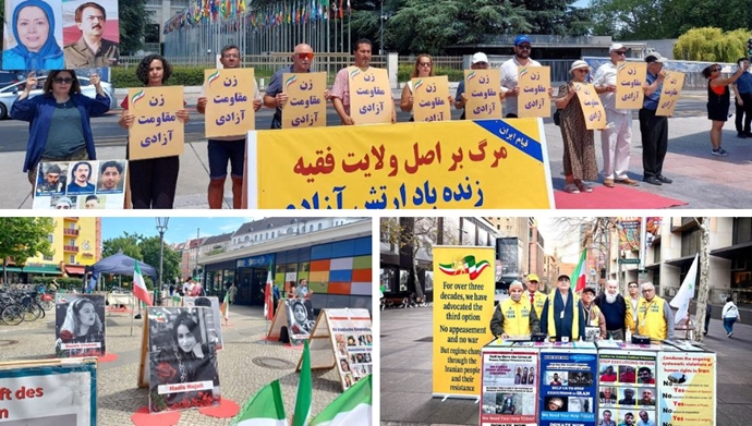 برلین، ژنو و سیدنی - برگزاری میز کتاب و نمایش تصاویر شهیدان در همبستگی با زندانیان سیاسی و قیام سراسری