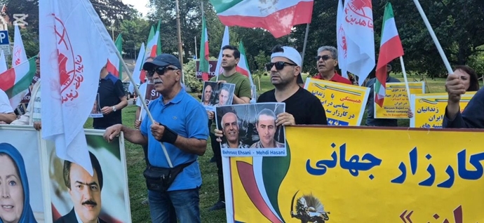 اسلو - دومین روز تظاهرات ایرانیان آزاده در اعتراض به اعدام جنایتکارانه مجاهدان خلق بهروز احسانی و مهدی حسنی - ۵مرداد ۱۴۰۴