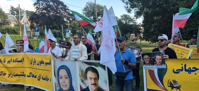 اسلو - دومین روز تظاهرات ایرانیان آزاده در اعتراض به اعدام جنایتکارانه مجاهدان خلق بهروز احسانی و مهدی حسنی - ۵مرداد ۱۴۰۴