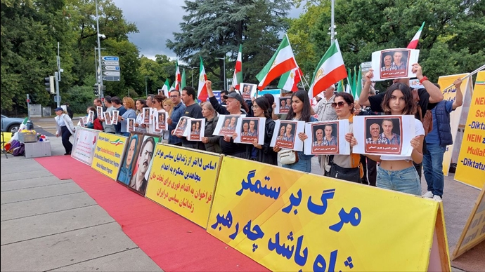 ژنو - میدان ناسیون - برگزاری آکسیون توسط ایرانیان آزاده به‌مناسبت سالگرد قتل‌عام سال۶۷