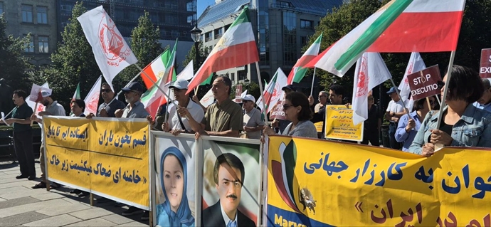 اسلو - تظاهرات ایرانیان آزاده در مقابل مجلس نروژ علیه اعدام زندانیان سیاسی - ۲۵ مرداد