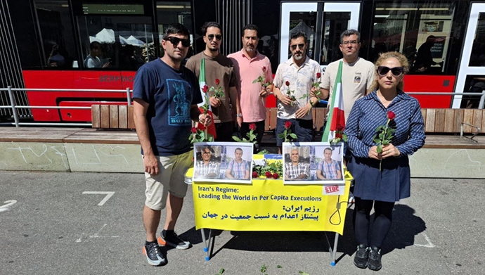 برن سوئیس - برگزاری میز کتاب با یاد د۲شهید قهرمان مهدی حسنی و بهروز احسانی 