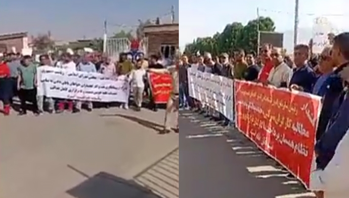 گچساران - تجمع اعتراضی کارگران پیمانکاری نفت و گاز - یکشنبه ۹شهریور ۱۴۰۴
