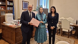 دیدار و گفتگوی خانم مریم رجوی با آقای فابیو رامپلی معاون پارلمان ایتالیا و خانم گروپیونی عضو کمیسیون خارجه