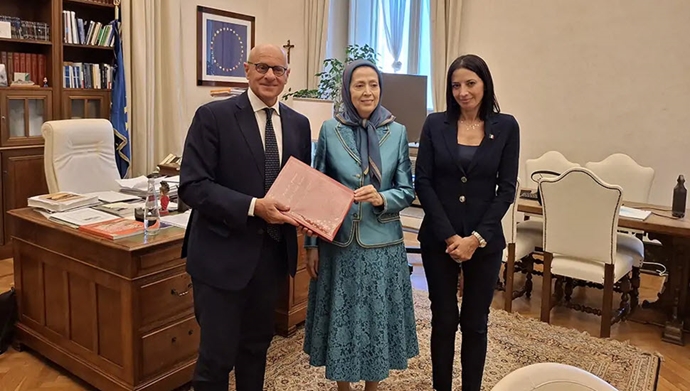 دیدار و گفتگوی خانم مریم رجوی با آقای فابیو رامپلی معاون پارلمان ایتالیا و خانم گروپیونی عضو کمیسیون خارجه