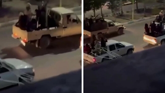 شبه‌نظامیان خامنه‌ای با تیربار سنگین در خیابانهای تهران