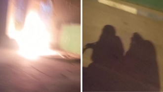 تهاجم جوانان شورشگر با کوکتل به پایگاه بسیج مردآباد در یزد 