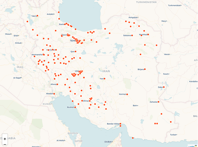 گستره اعتراضات در سراسر ایران