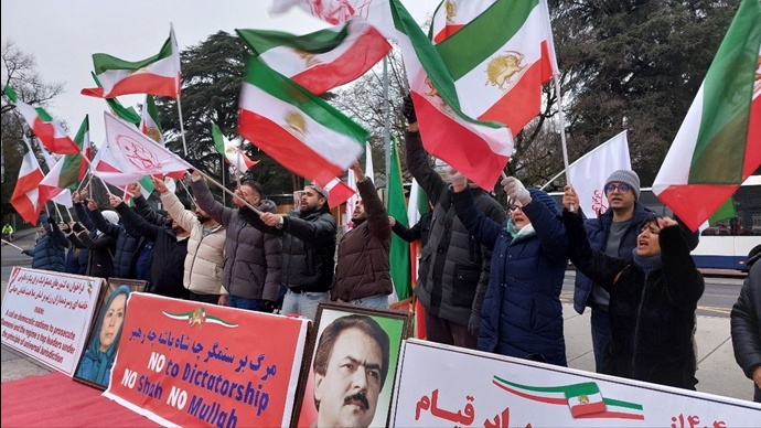 ژنو - آکسیون اعتراضی هواداران سازمان مجاهدین همزمان با اجلاس حقوق‌بشر سازمان ملل در این شهر - ۳بهمن