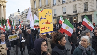 تظاهرات گسترده در پاریس در حمایت از شجاعت و قیام مردم ایران علیه رژیم آخوندی