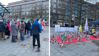 هامبورگ - آکسیون هواداران مجاهدین خلق در حمایت از قیام سراسری مردم ایران