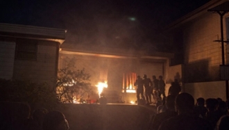 به آتش کشیدن پایگاه بسیج در اسدآباد همدان در چهارمین شب از خیزش سراسری