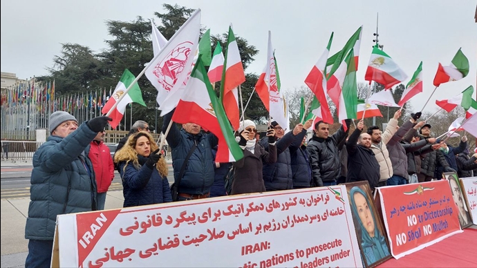 ژنو - آکسیون اعتراضی هواداران سازمان مجاهدین همزمان با اجلاس حقوق‌بشر سازمان ملل در این شهر - ۳بهمن