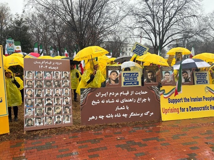 فریاد «مرگ بر ستمگر، چه شاه باشه چه رهبر» در برابر کاخ سفید؛ همبستگی با قیام سراسری فریاد «مرگ بر ستمگر، چه شاه باشه چه رهبر» در برابر کاخ سفید؛ همبستگی با قیام سراسری