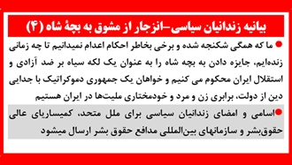 بیانیه زندانیان سیاسی - انزجار از مشوق به بچهٔ شاه