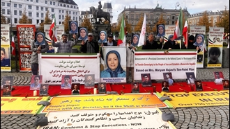 کپنهاگ - برگزاری آکسیون توسط هواداران سازمان مجاهدین علیه اعدام‌های جنایتکارانه قضاییه جلادان 