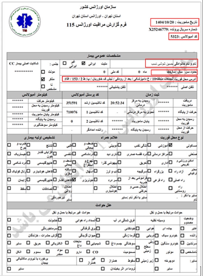 ۴۱- حسین شوشی نسب ۴۴ ساله، تیرخوردگی با ساچمه (۲۰ دی) 