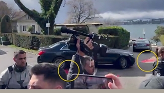  اعتراض هموطنان خشمگین در ژنو با پاشیدن رنگ علیه عراقچی وزیر خارجه رژیم آخوندی