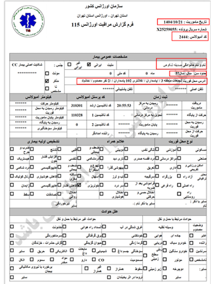 ۸- صدیقه شکوهی ۵۷ ساله همراه با ۲ مصدوم دیگر در تجریش (۲۱ دی) 