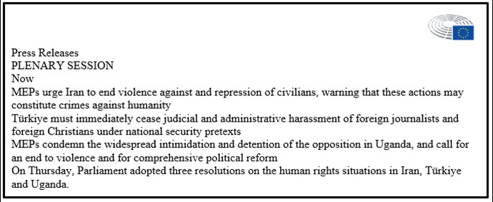 اطلاعیه مطبوعاتی پارلمان اروپا